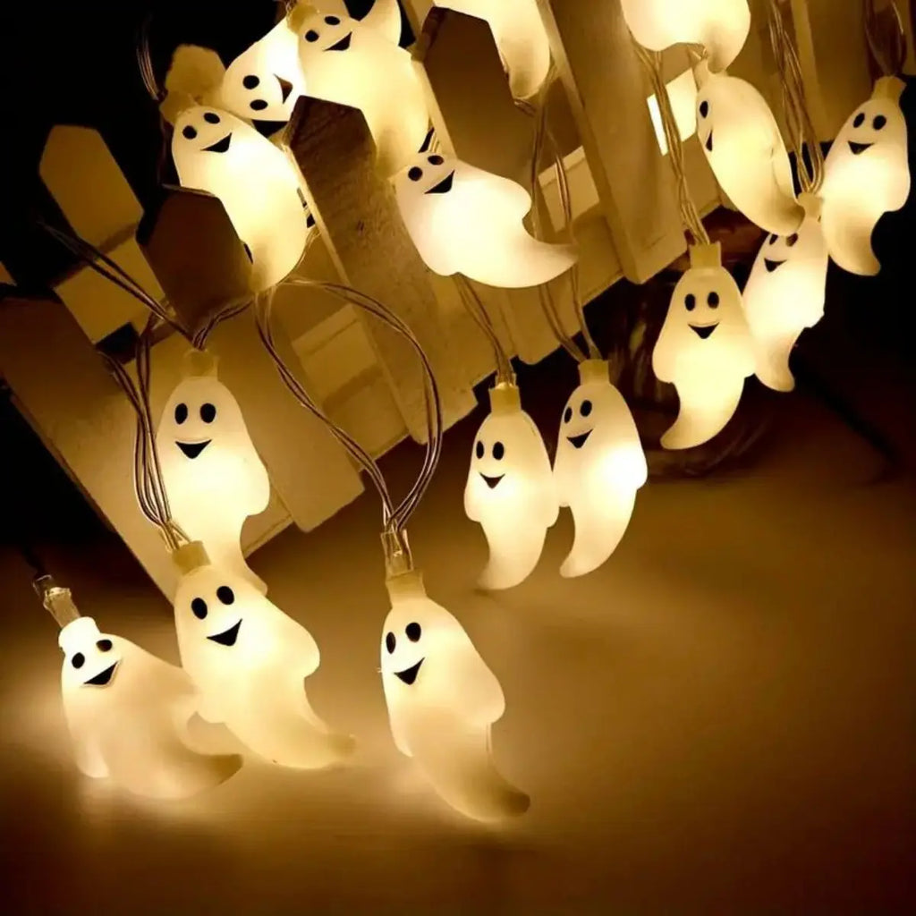 59.06inch 10 Lights, 3m 20 Lights Ghost Halloween Decoration String Lights, Battery Powered (No Plug)