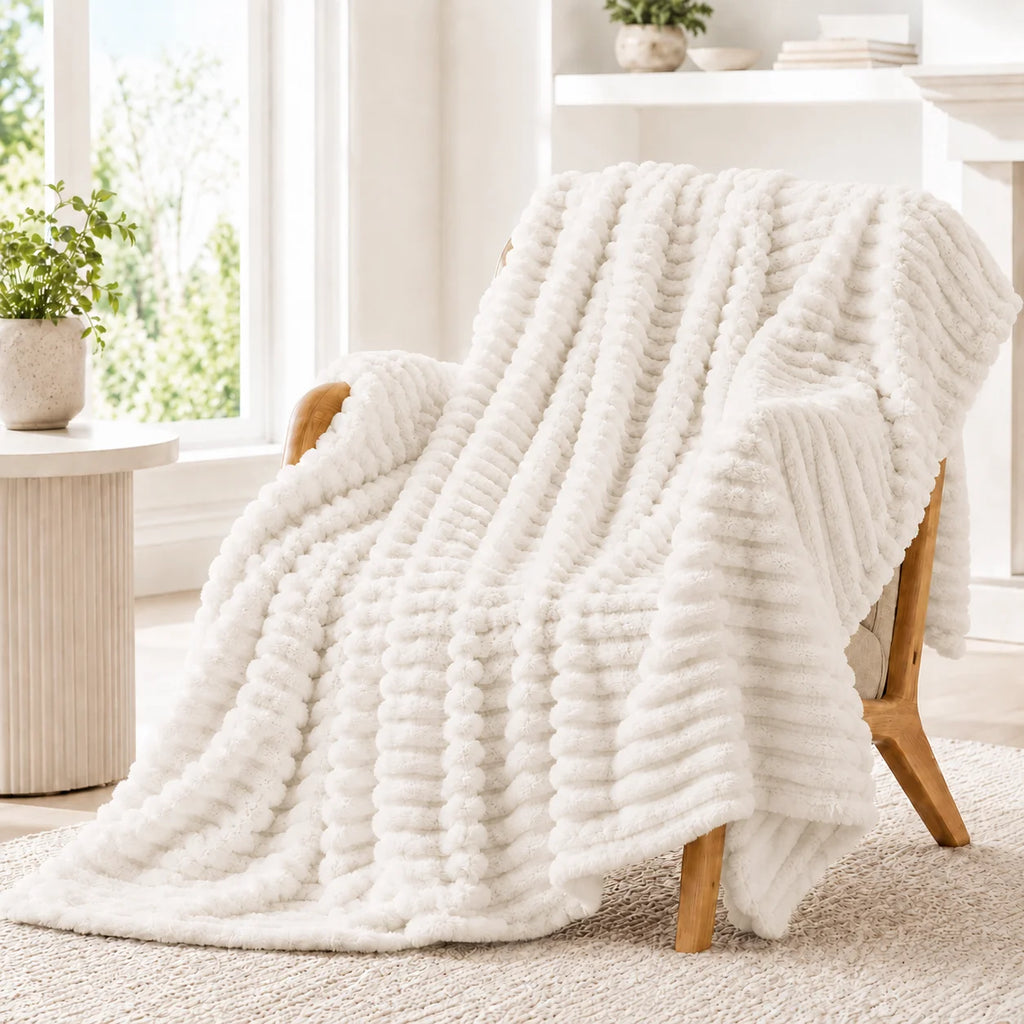 Faux Rabbit Fur Throw Blanket