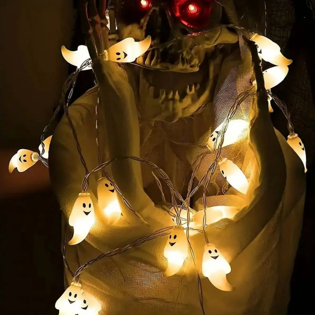 59.06inch 10 Lights, 3m 20 Lights Ghost Halloween Decoration String Lights, Battery Powered (No Plug)