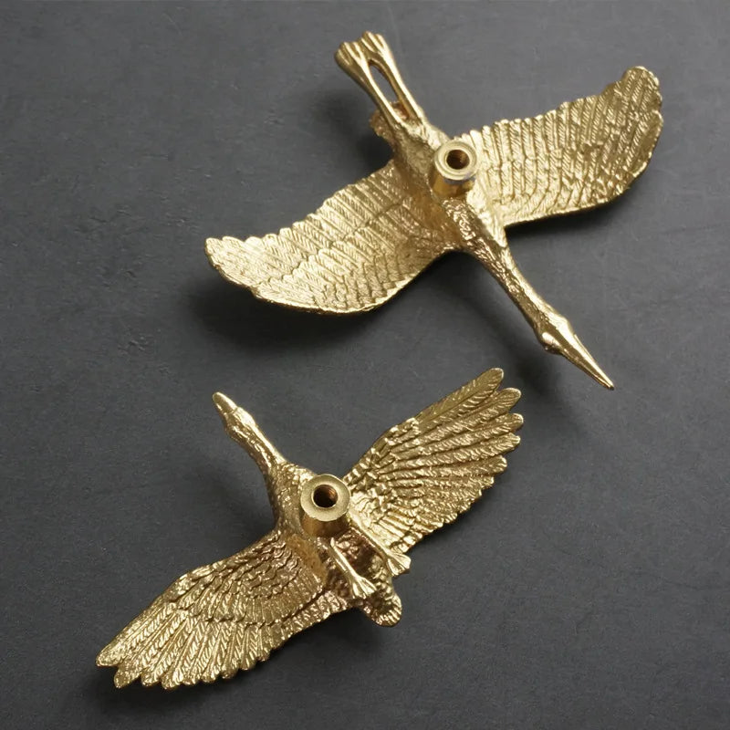 Sculptural Brass Wild Goose Cabinet Pull
