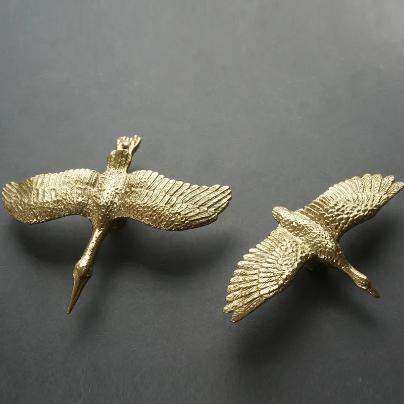 Sculptural Brass Wild Goose Cabinet Pull