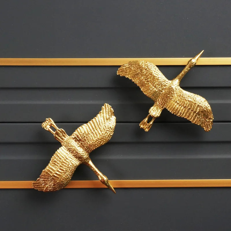 Sculptural Brass Wild Goose Cabinet Pull