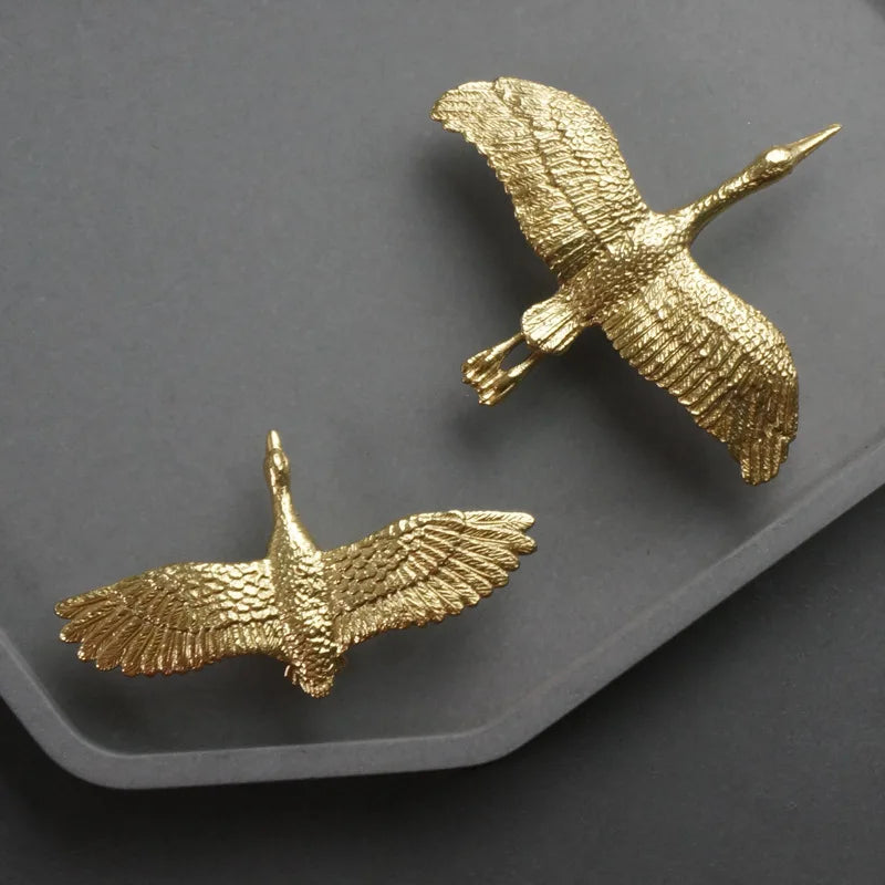 Sculptural Brass Wild Goose Cabinet Pull