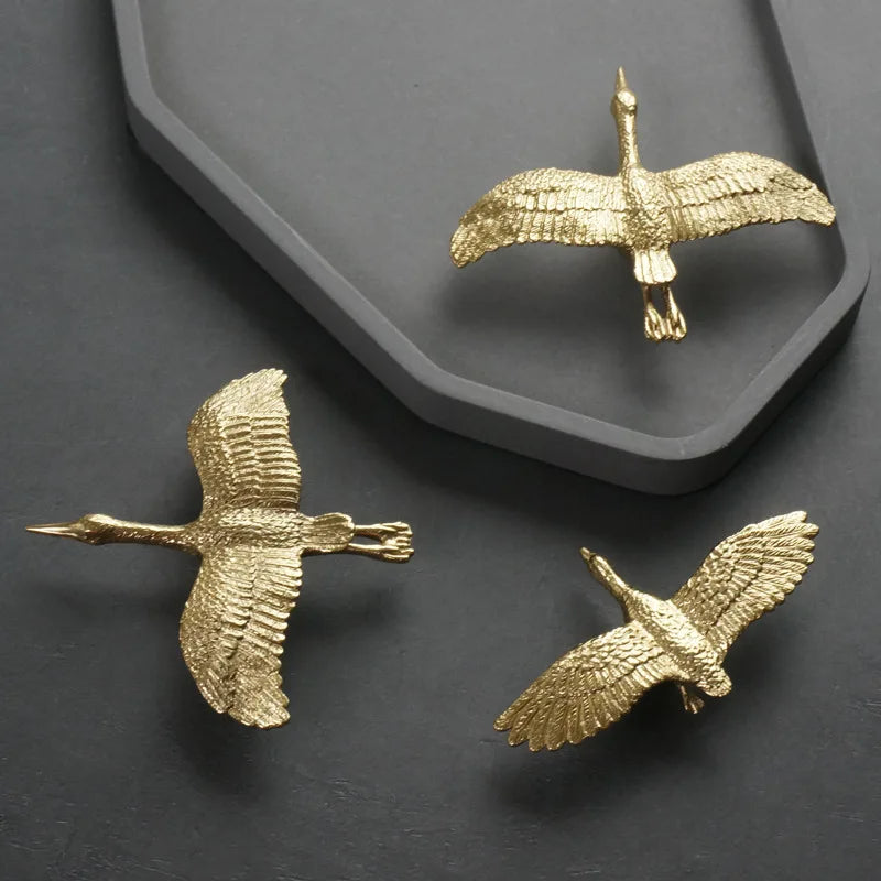 Sculptural Brass Wild Goose Cabinet Pull