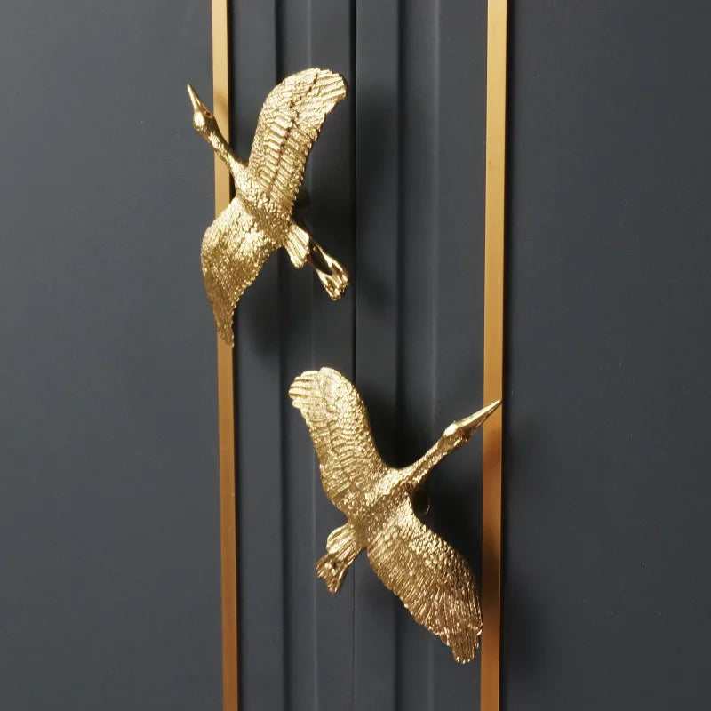 Sculptural Brass Wild Goose Cabinet Pull