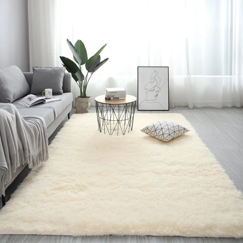 Fluffy Long-Pile Washable Area Rug