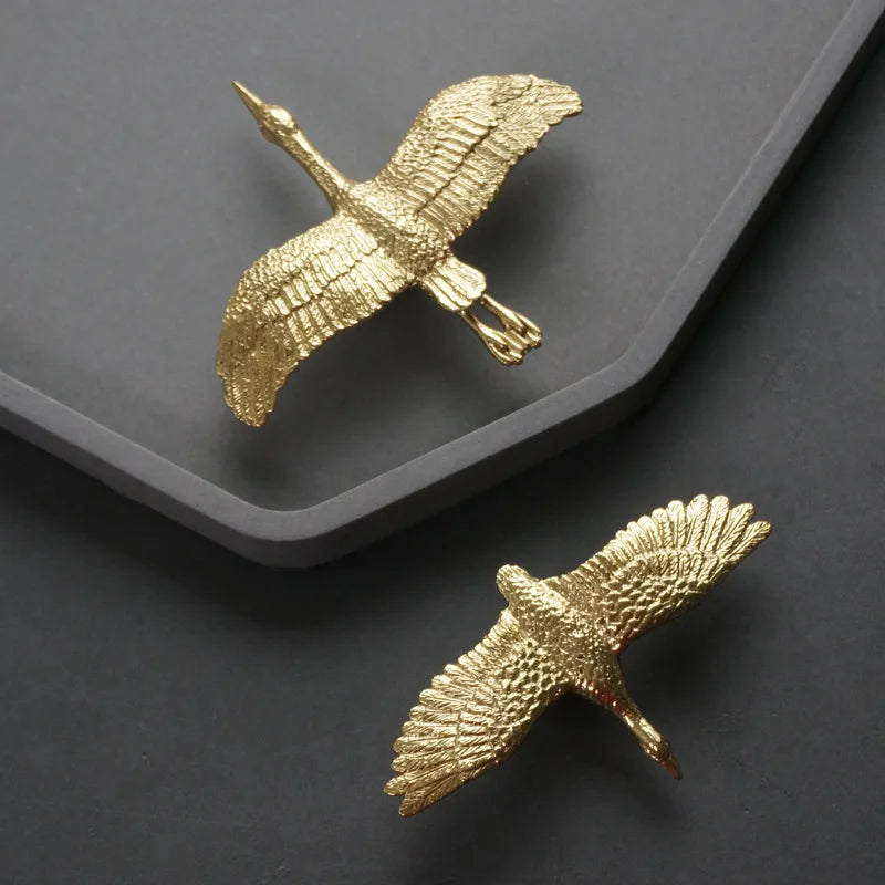 Sculptural Brass Wild Goose Cabinet Pull