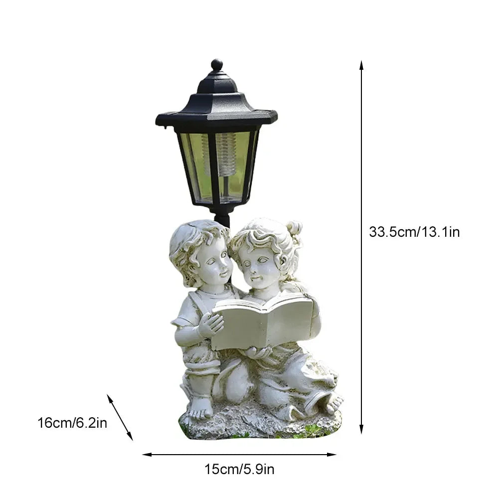 Solar Hexagonal Garden Lamp Resin Cute Figurine Light