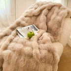 Faux Rabbit Fleece Throw Blanket