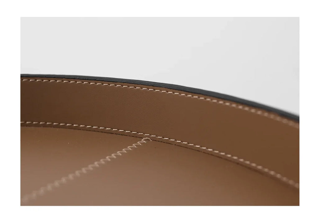 Round Black Leather Valet Tray