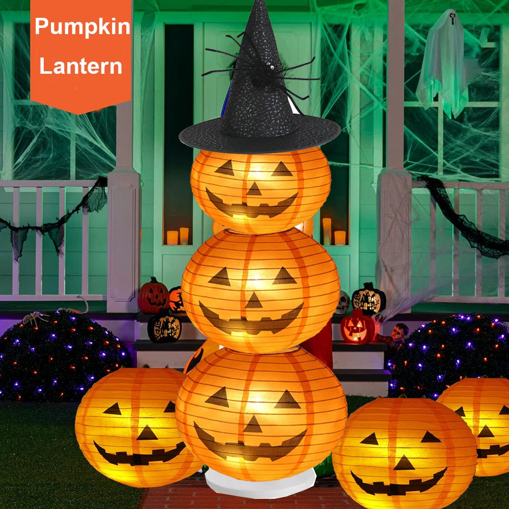5-Piece Hanging Pumpkin Paper Lantern Set