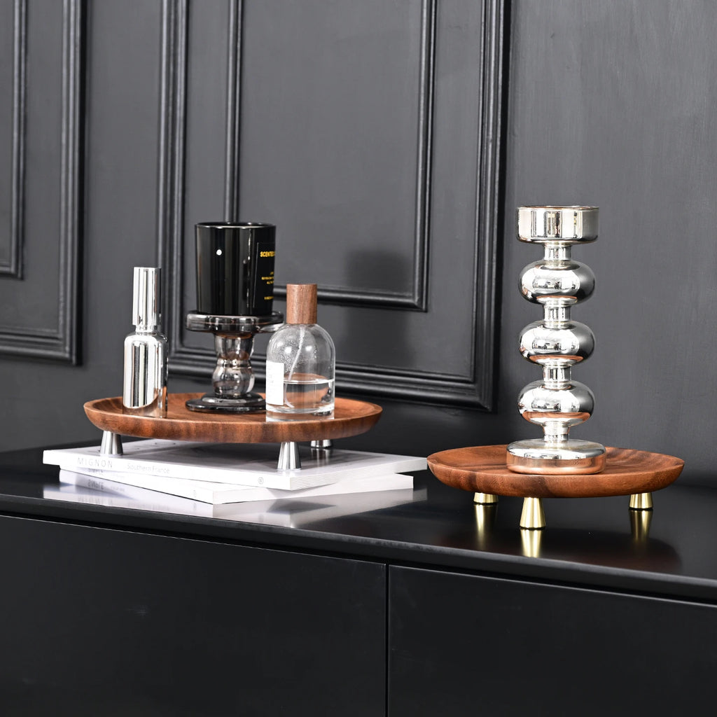 Round Wooden Serving & Display Tray