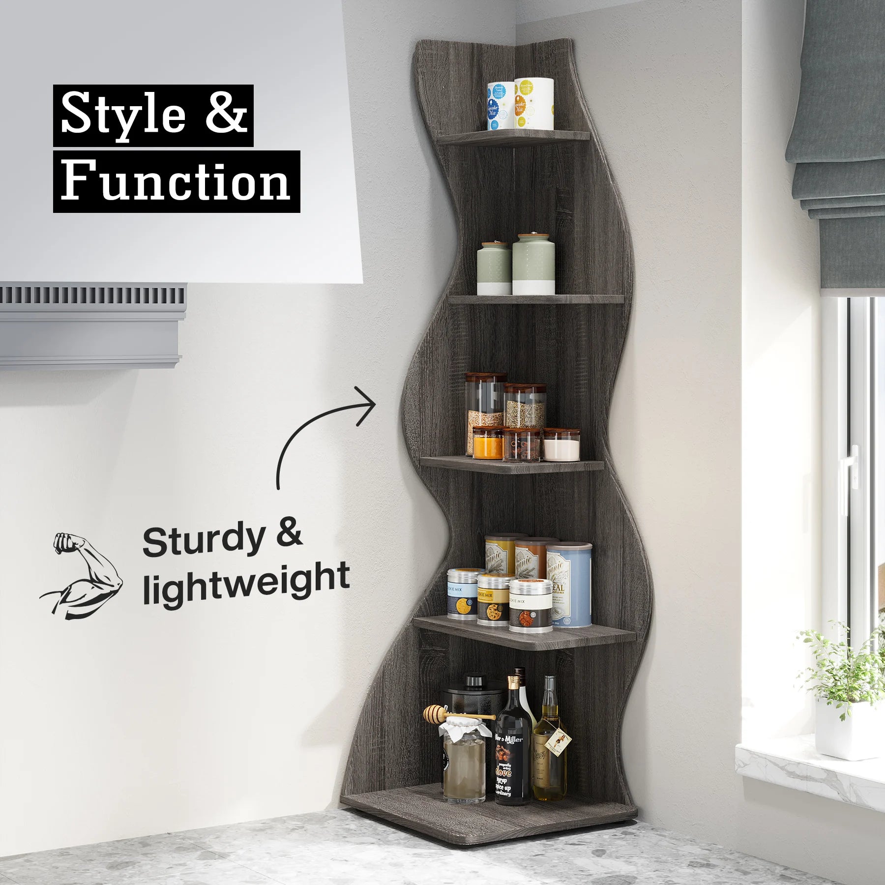 5-Tier Corner Bookshelf