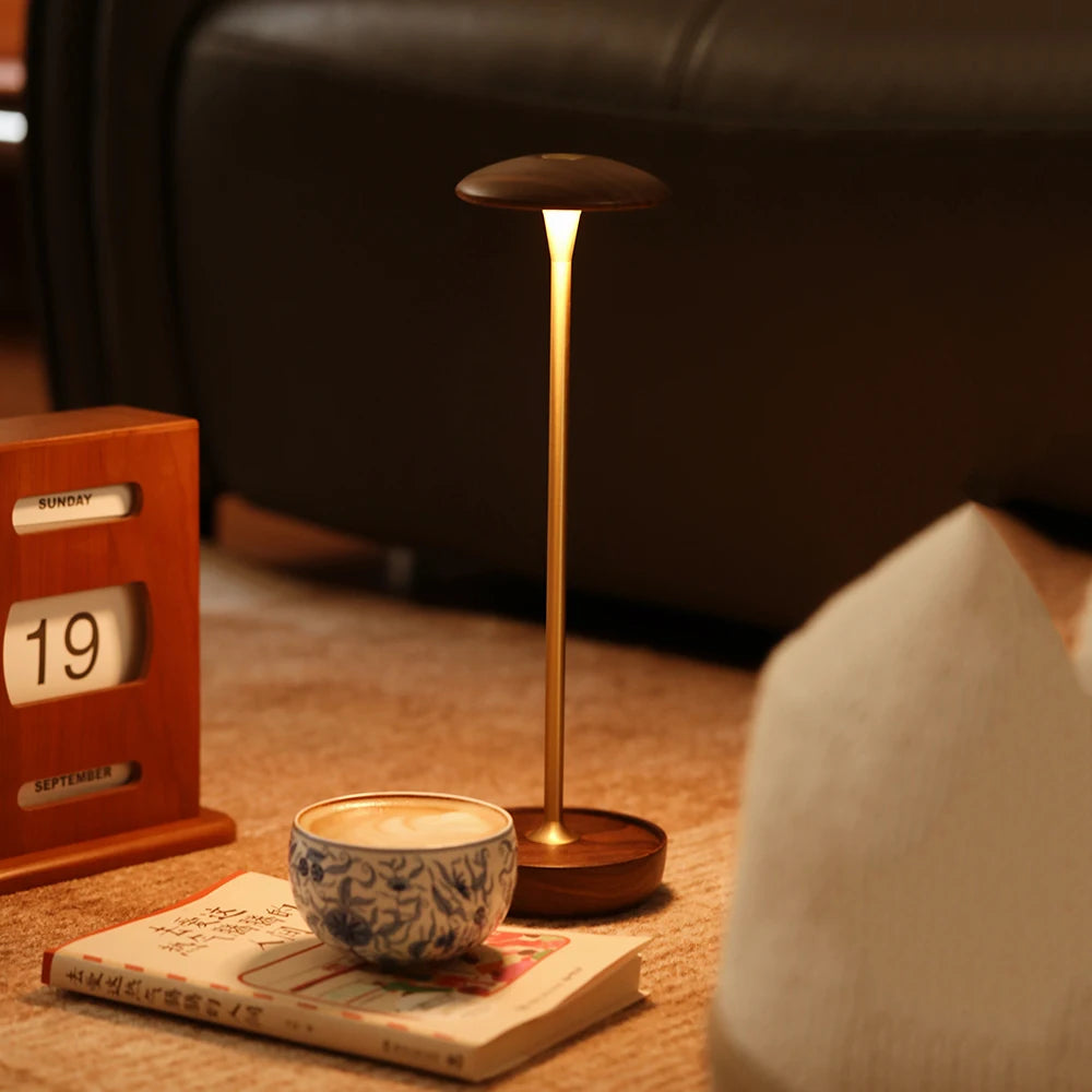 Walnut Wood Vintage Table Lamp