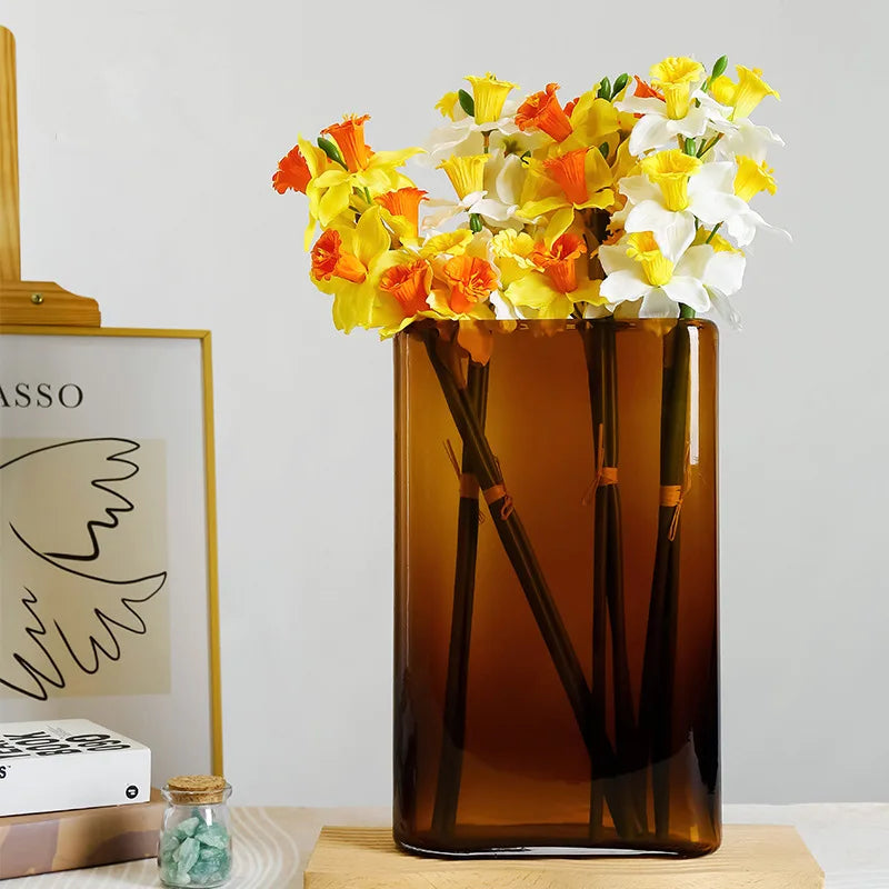 Amber Cylinder Glass Vase