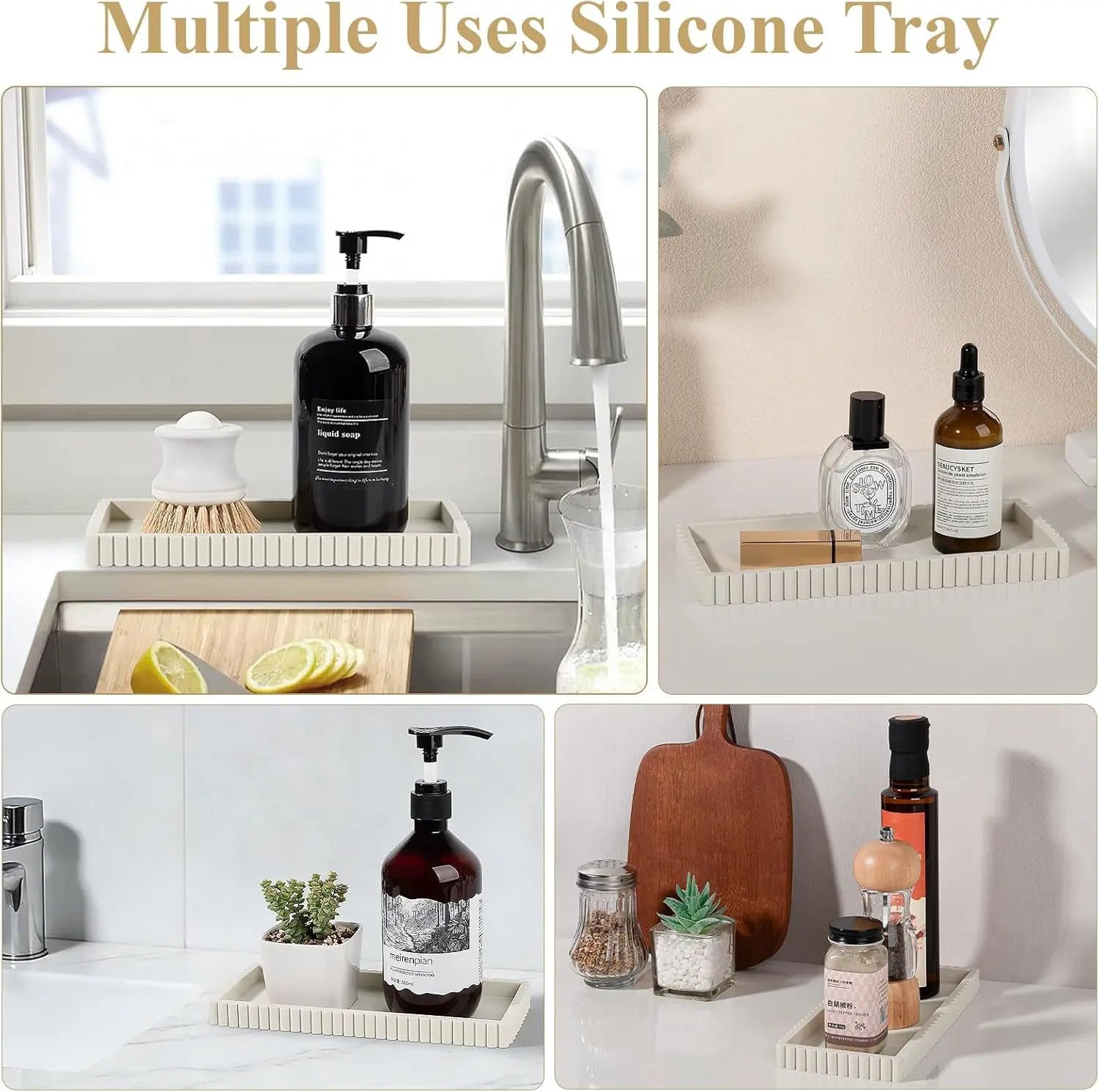 Silicone Wave-Edge Vanity Tray