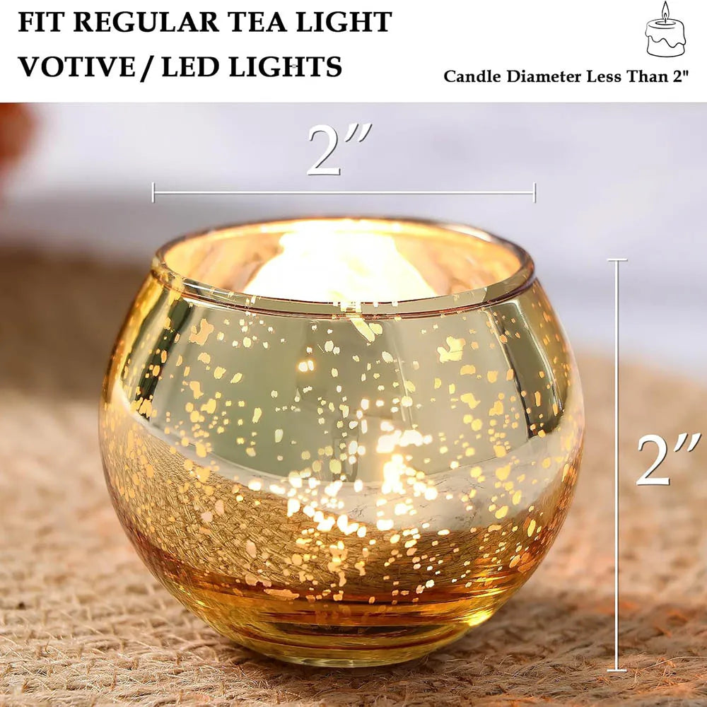 Mercury Gold Votive Candle Holder Set