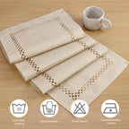 Modern Table Runner Linen Table Runner Washable Openwork Design Ideal for Holiday Party Decor,Dining Table,Restaurant, Christmas