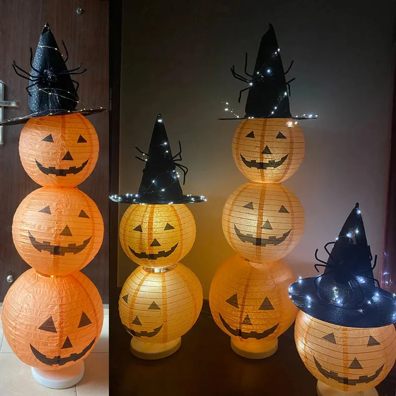 5-Piece Hanging Pumpkin Paper Lantern Set