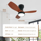 Dc Dimmable Remote-Control LED Ceiling Fan with Light
