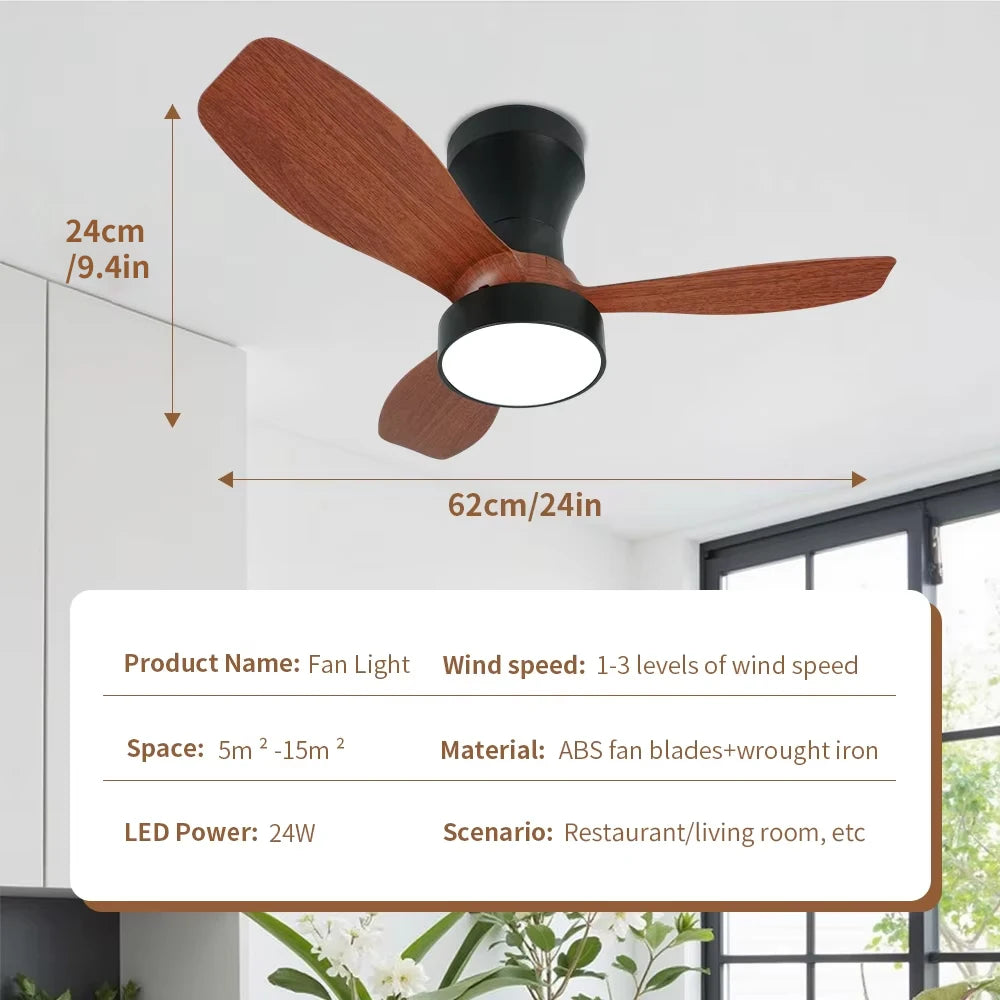Dc Dimmable Remote-Control LED Ceiling Fan with Light