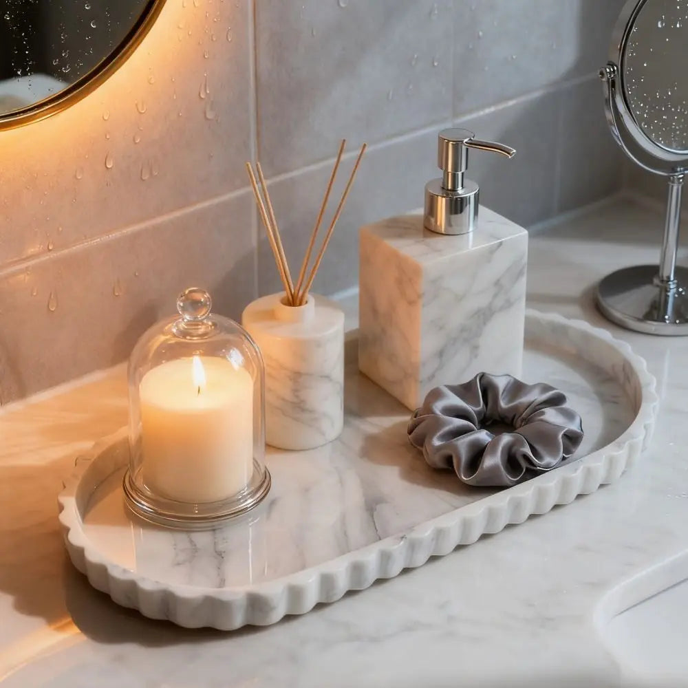 Marble-Look Silicone Vanity Tray