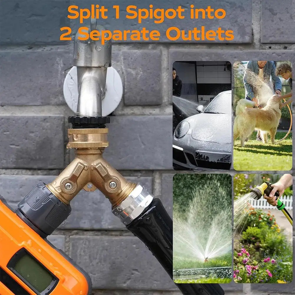 Brass Two-Way Garden Hose Splitter