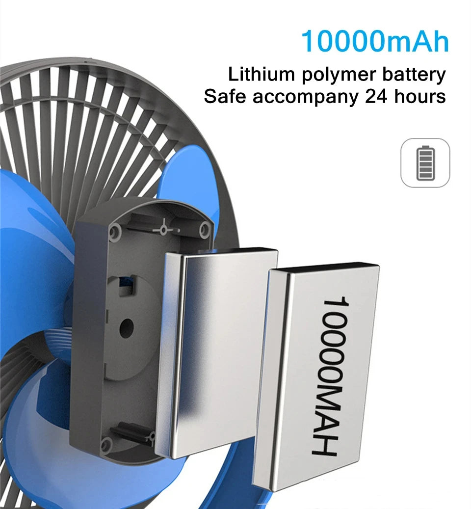 USB Charging Home Room Table Wireless Electric Fan 10000mah