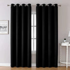 Blackout Thermal Curtains with Inner Lining, Noise Reduction Drapes for Bedroom Balcony Window, Thickened Privacy Shades