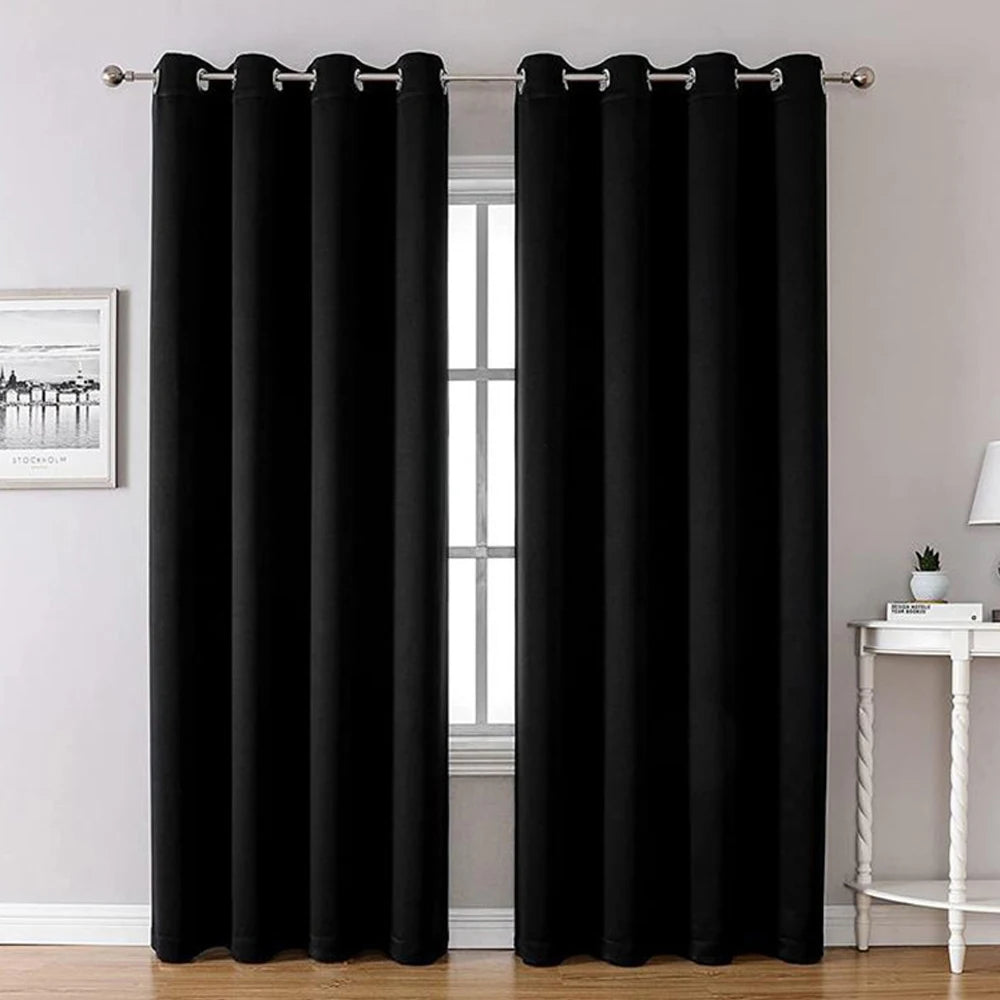 Blackout Thermal Curtains with Inner Lining, Noise Reduction Drapes for Bedroom Balcony Window, Thickened Privacy Shades