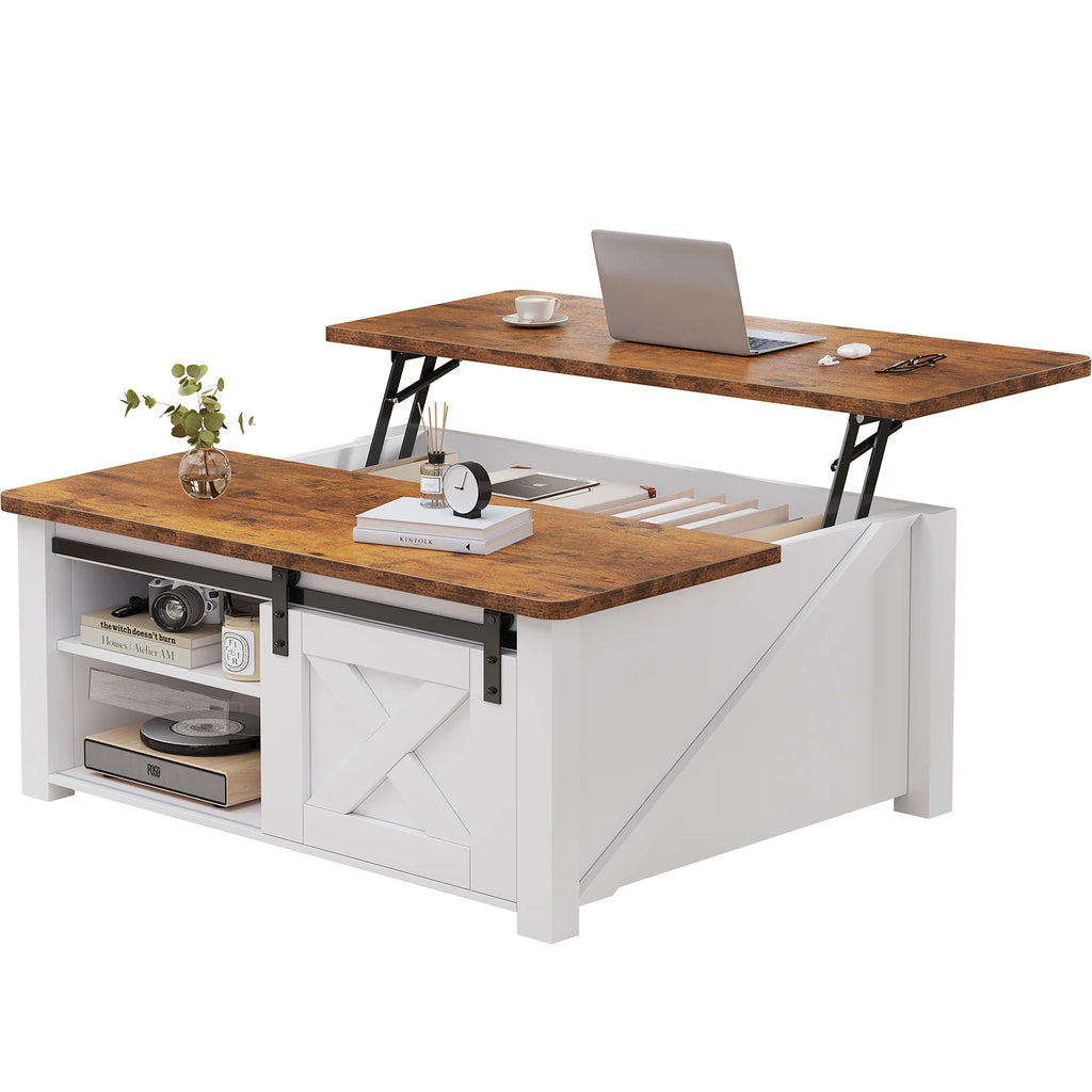 Lift-Top Square Coffee Table with Storage