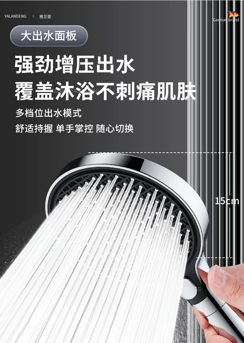 15CM Big Panel High Pressure Shower Head With Filter 3 Modes Large Flow Spray Nozzle Rainfall Shower Faucet Bathroom Accessories