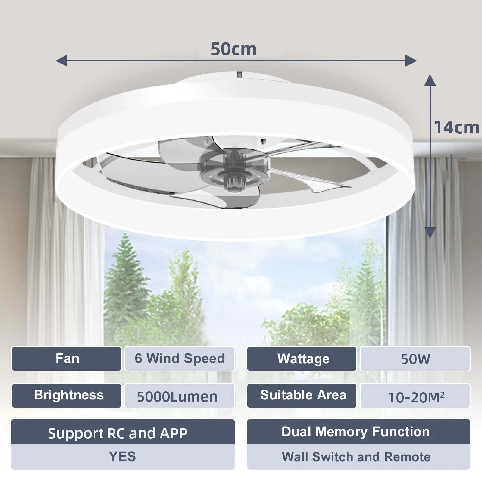 Infinite Dimmable Remote-Control LED Ceiling Fan with Light
