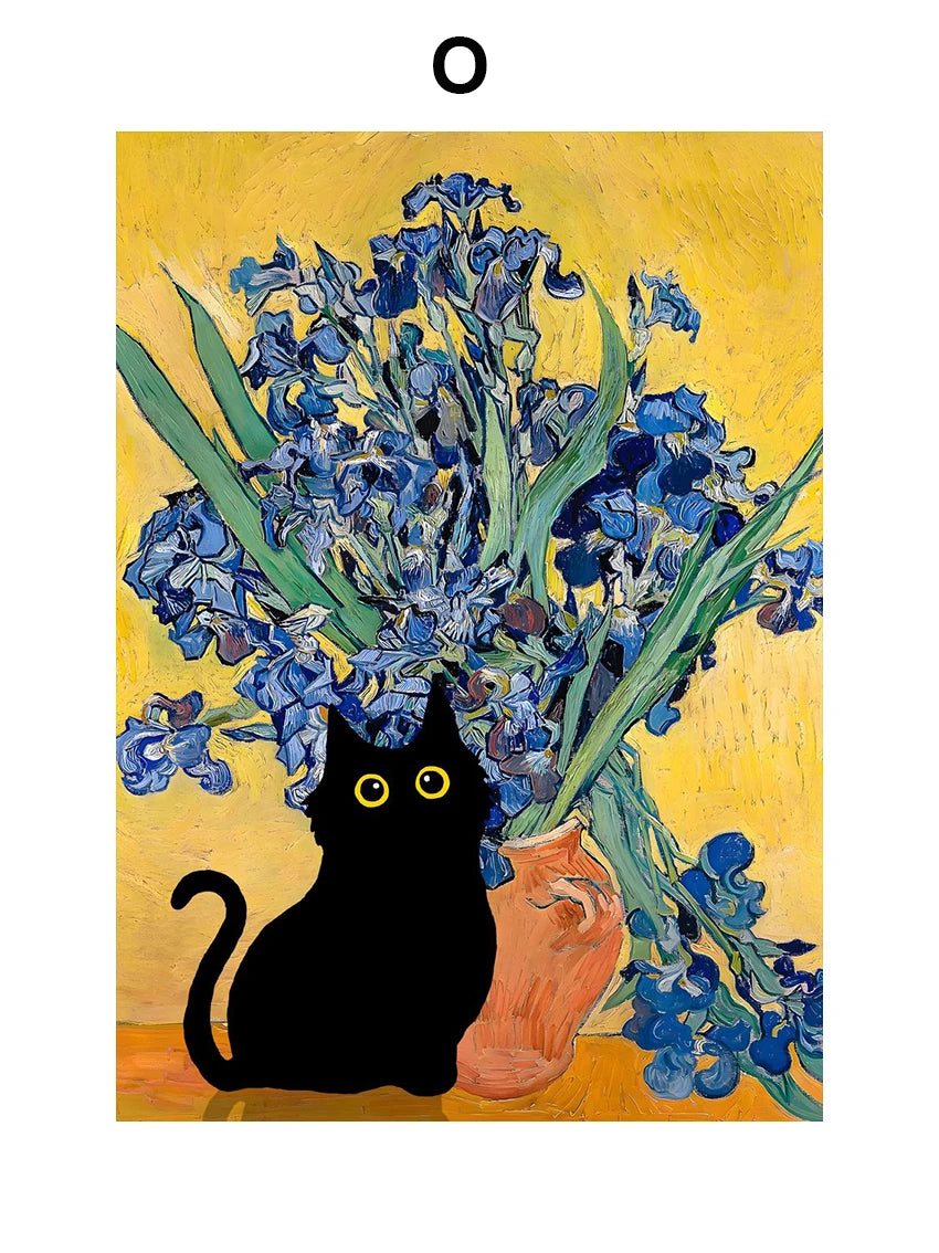 Modern Black Cat Canvas Wall Art