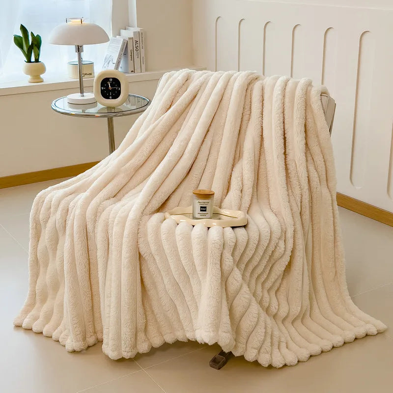Faux Rabbit Fur Throw Blanket