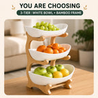 2/3-Tier Fruit Basket with Bamboo Stand