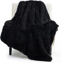 Black Faux-Fur Sherpa Throw Blanket