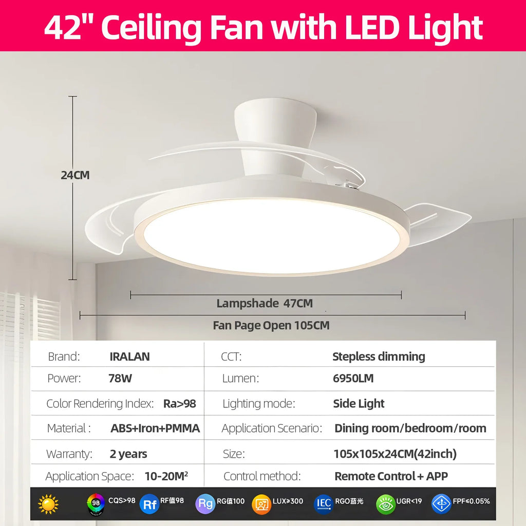 Invisible LED Ceiling Fan with Light