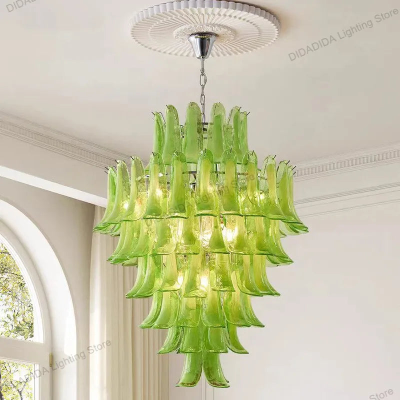 Murano-Style Multicolor Horseshoe Glass Pendant Light