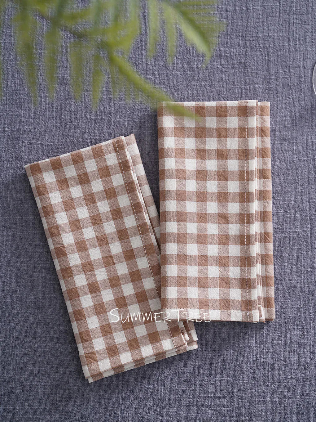 Set of 10 Gingham Cotton Napkins 42x42cm Reusable Check Cloth Napkin for Wedding Christmas Dinner Party Banquet Home Table Decor