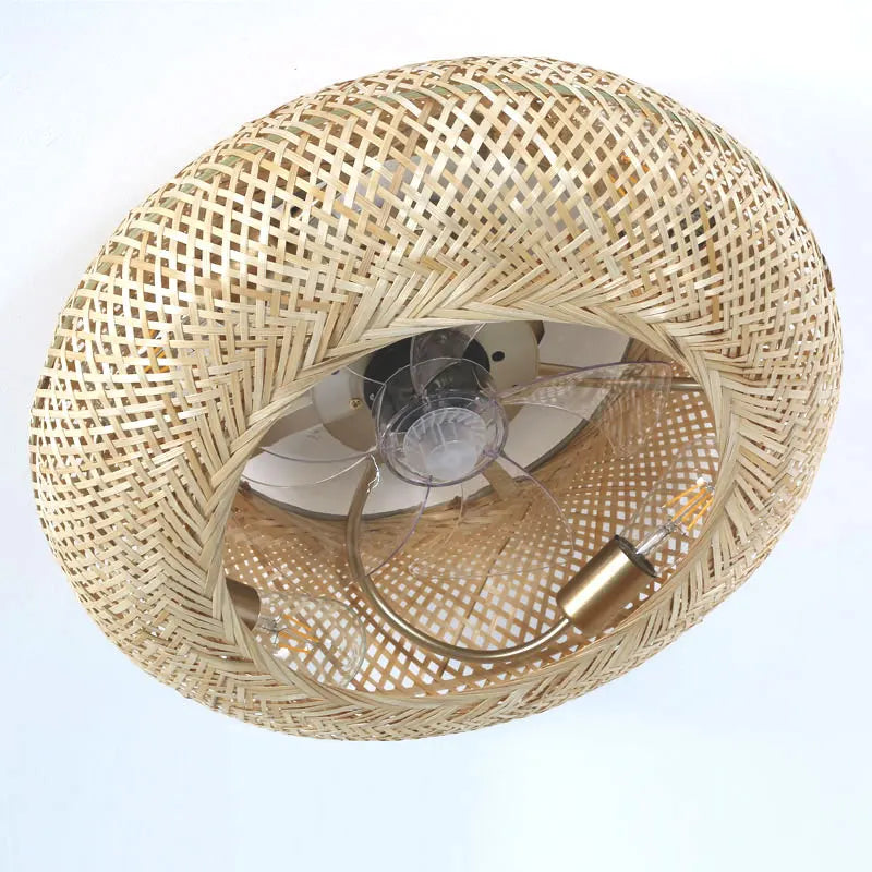 Bamboo Remote-Control Ceiling Fan with Light