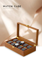 Oirlv 10 Grids Watch Box Wooden Jewelry Box Watch Organizer Case Men Women Mechanical Watchs Storage Case Wristwatch Display Box