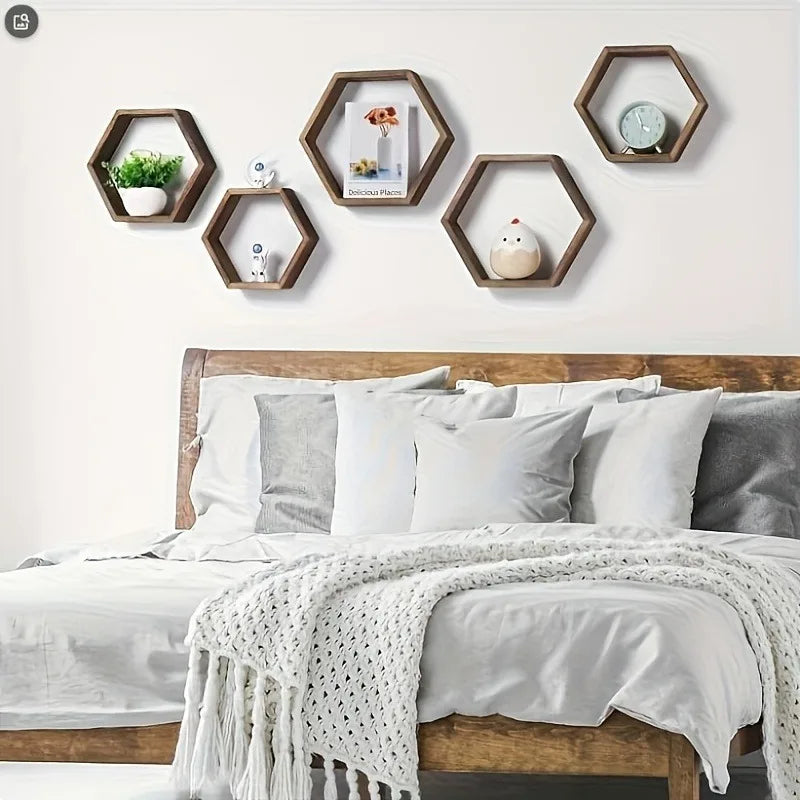 Hexagonal Floating Wall Shelves