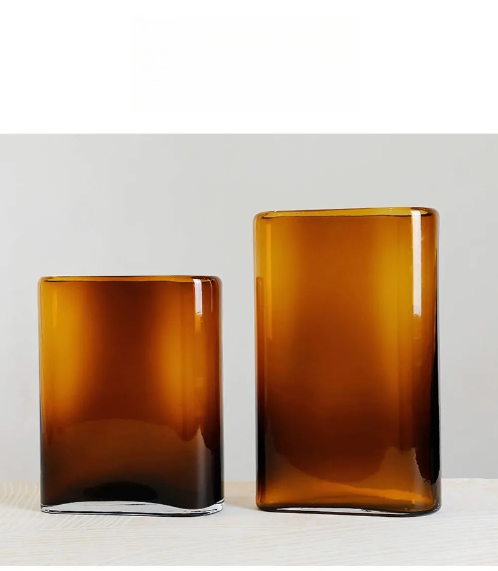 Amber Cylinder Glass Vase