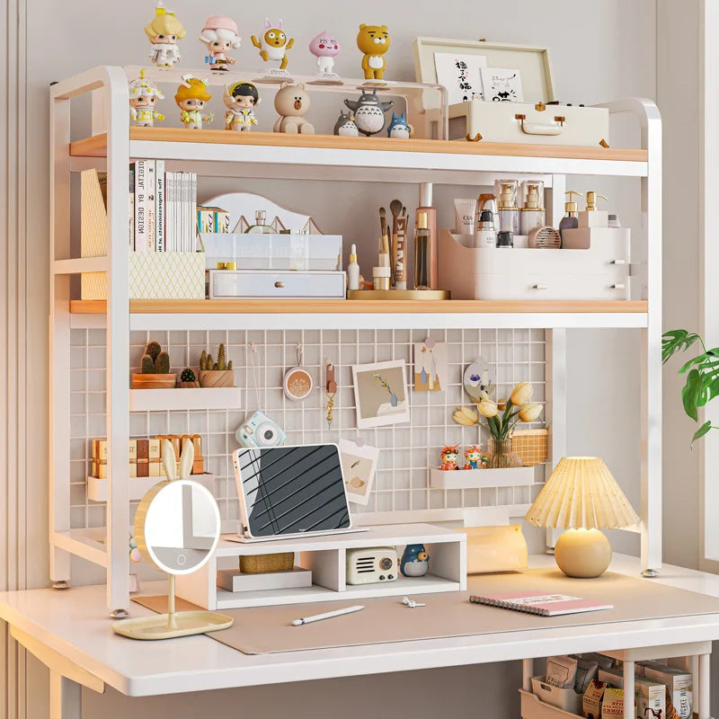 Grid Bookshelf Computer Desk