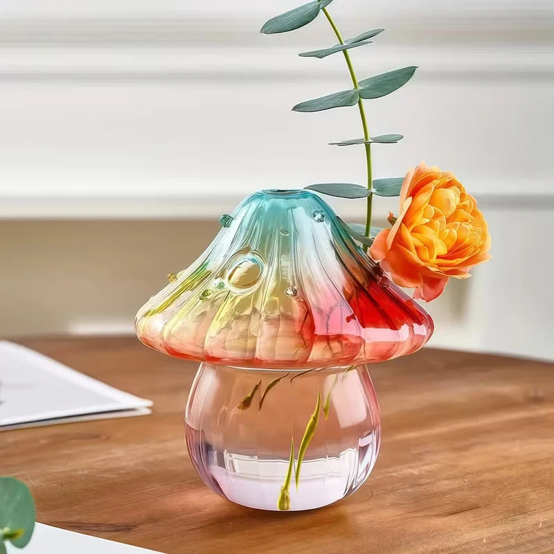 Hand-Blown Mushroom Glass Vase