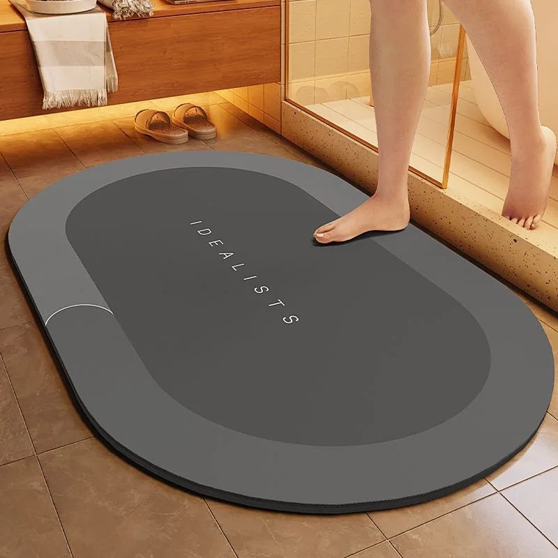Minimalist Diatomite Bath Mat Quick-Dry Absorbent Non-Slip Door Mat Stain-Resistant & Durable Entryway Rug