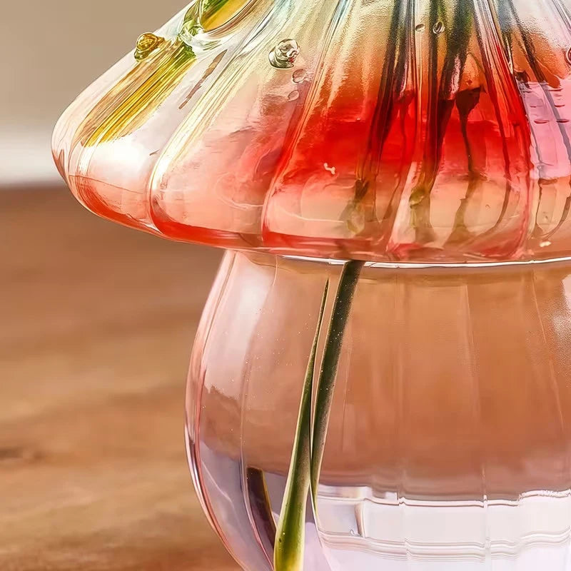 Hand-Blown Mushroom Glass Vase