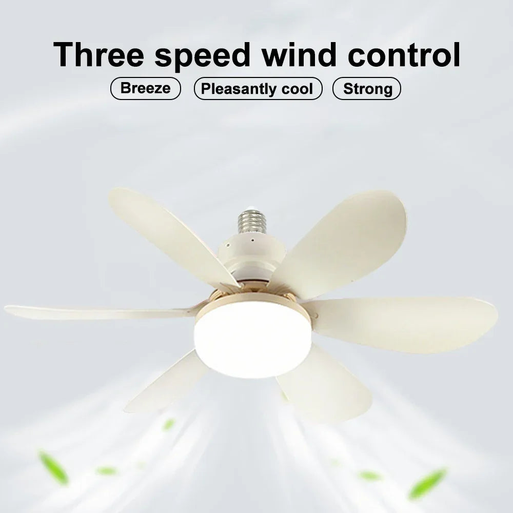 E26 Smart Remote-Control LED Ceiling Fan with Light — detail view