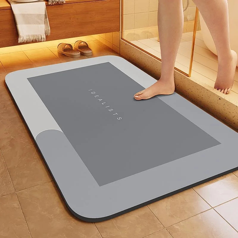 Minimalist Diatomite Bath Mat Quick-Dry Absorbent Non-Slip Door Mat Stain-Resistant & Durable Entryway Rug